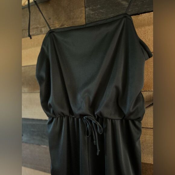 Vintage 70s Union Made Black Disco Jumpsuit Adjustable Straps Zip Back - Picture 10 of 14